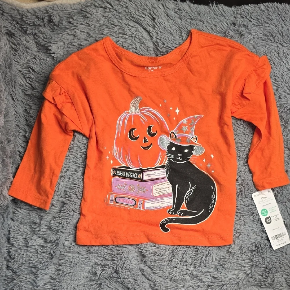 Carter's Girl's Orange&black Halloween Outfit Size 12 Months‎ NWT